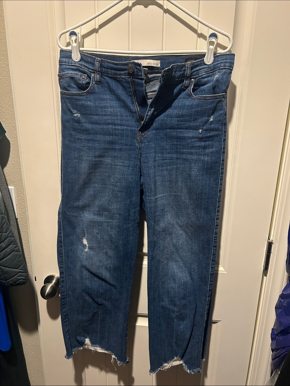 Ella Moss Dark Blue Cropped Distressed Jeans